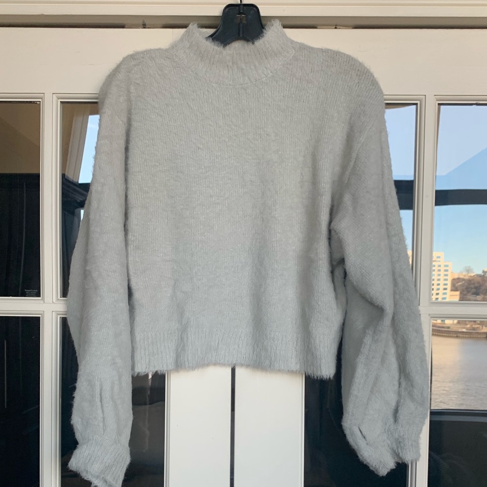 Grey Mockneck Sweater-Cotton Candy LA (boutique brand)